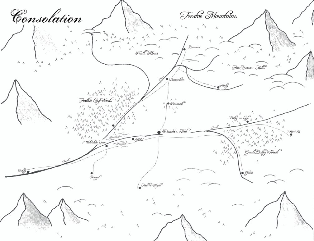 Map of Consolation, homeland of Brandyé and setting for Book One.